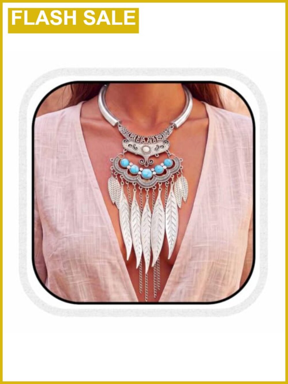 Vintage Tassel Necklace Egyptian Leaf Boho Costume Jewelry Women Gift